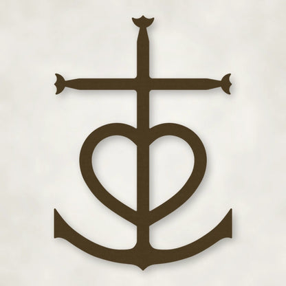 Faith, Hope, Love Metal Sign shown in Metallic Bronze powder coat finish.