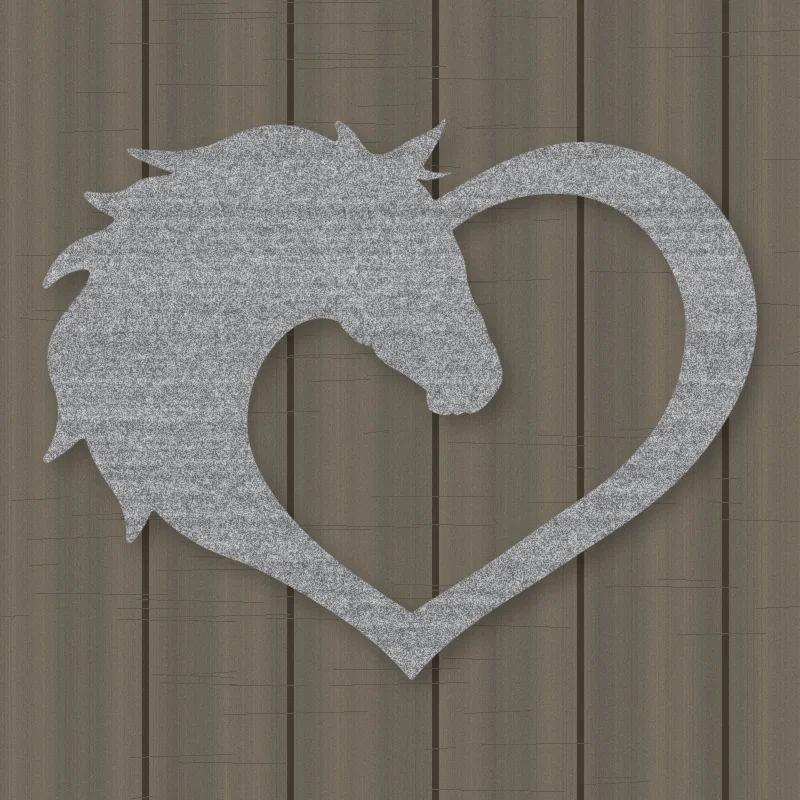 Horse Love Heart Metal Sign Raw Steel / Rust animated finish preview Shopify Ready.