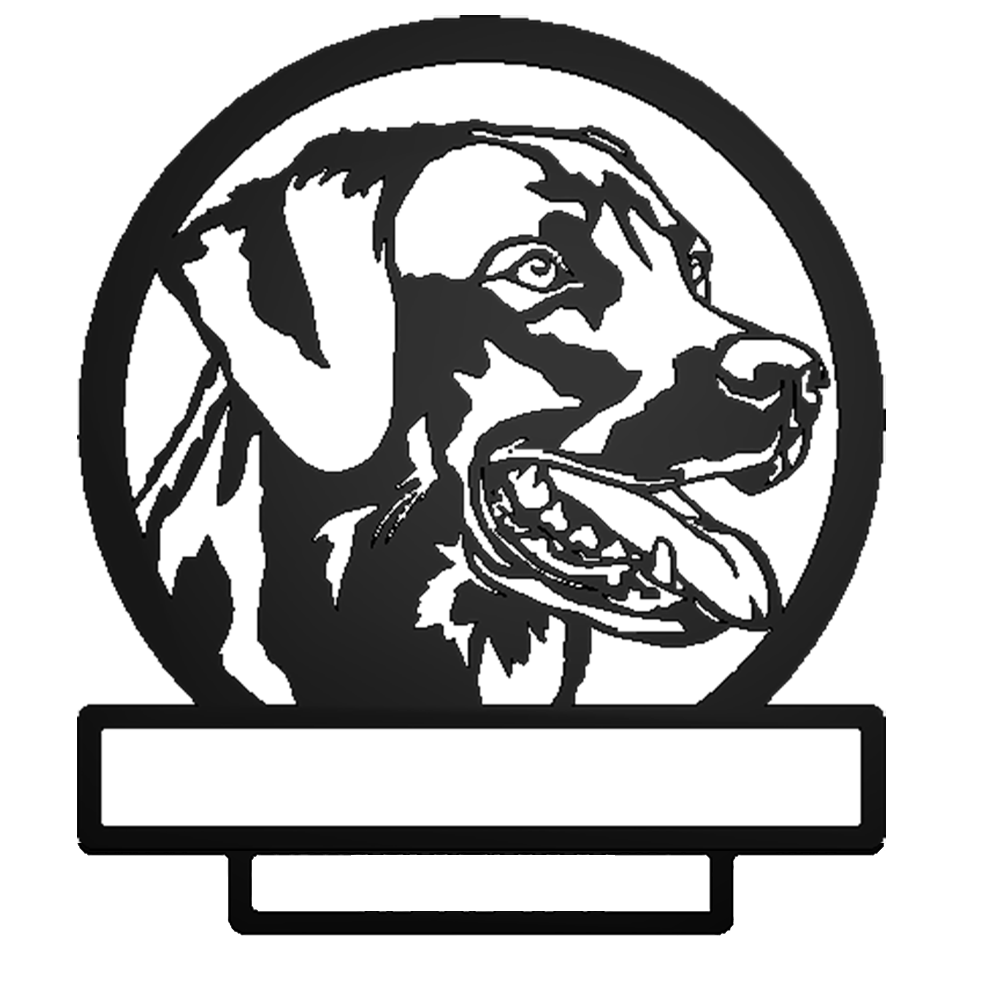 Labrador Dog Silhouette with Personalized Name and Date Metal Sign