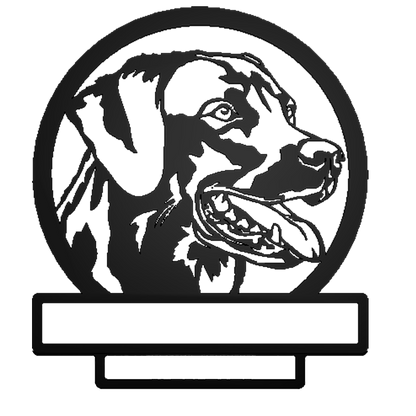 Labrador Dog Silhouette with Personalized Name and Date Metal Sign