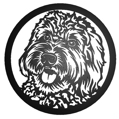 Labradoodle Dog Silhouette Metal Sign