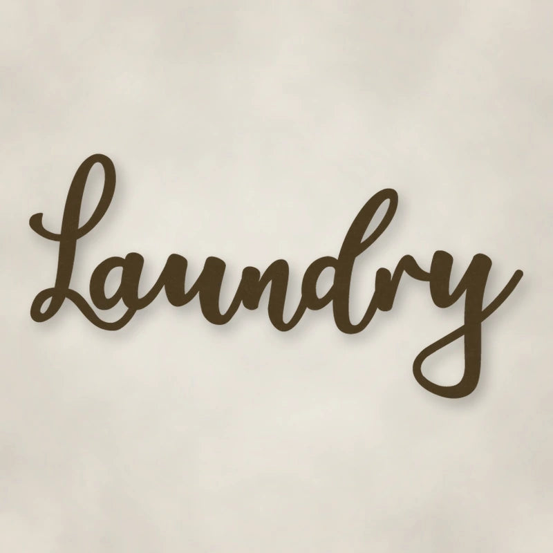 Laundry Metal Script Sign shown in Metallic Bronze powder coat finish.