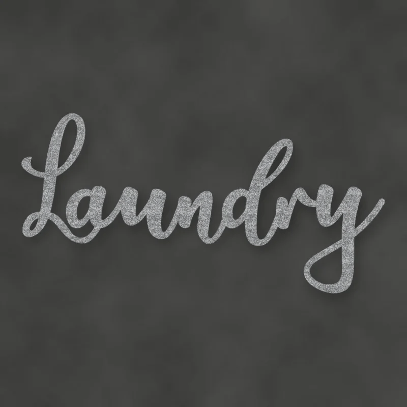 Laundry Metal Script Sign Raw Steel / Rust animated finish preview Shopify Ready.