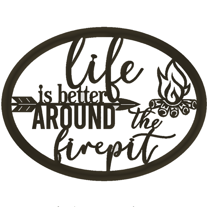 Life Is Better Around The Fire Pit Metal Sign – Indoor or Outdoor Steel Wall Art