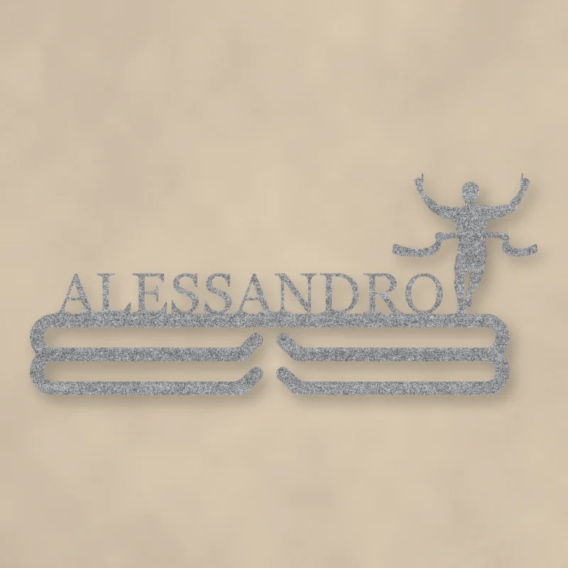 Personalized Male Runner Finish Line Medal Hanger Raw Steel / Rust animated finish preview Shopify Ready.