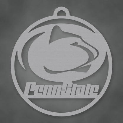 Penn State Ornament shown in Metallic Silver powder coat finish.