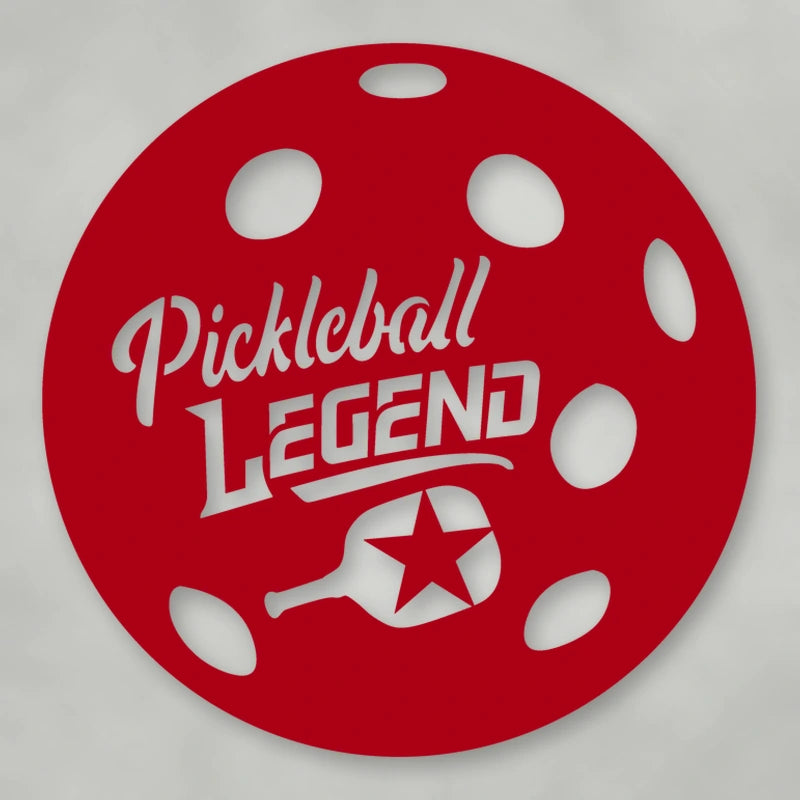 Pickleball Holiday Ornament shown in Gloss Red powder coat finish.