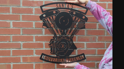 Personalized Shovelhead Engine Metal Garage Sign