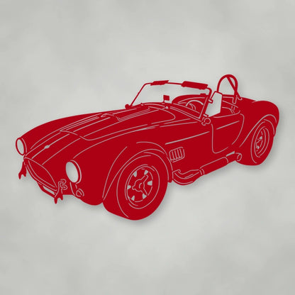Shelby Cobra Metal Garage Sign shown in Gloss Red powder coat finish.