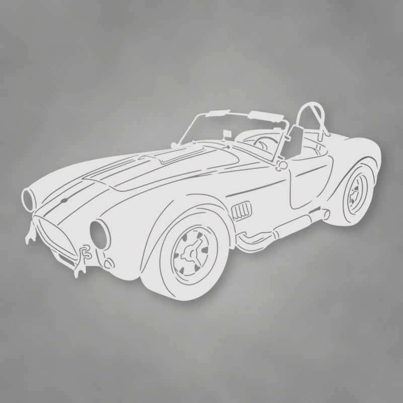 Shelby Cobra Metal Garage Sign shown in Gloss White powder coat finish.