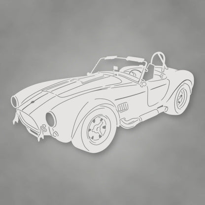 Shelby Cobra Metal Garage Sign shown in Gloss White powder coat finish.