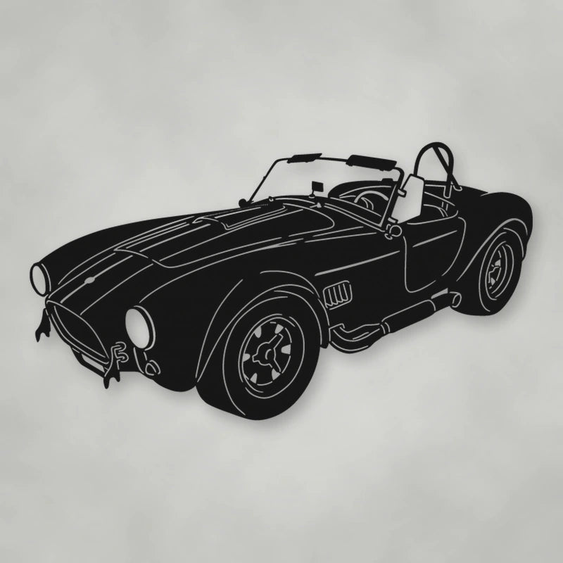 Shelby Cobra Metal Garage Sign shown in Matte Black powder coat finish.