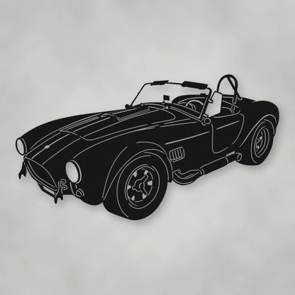 Shelby Cobra Metal Garage Sign shown in Matte Black powder coat finish.