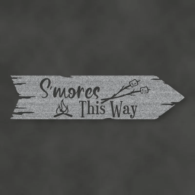 S'Mores This Way Metal Wall Sign Raw Steel / Rust animated finish preview Shopify Ready.