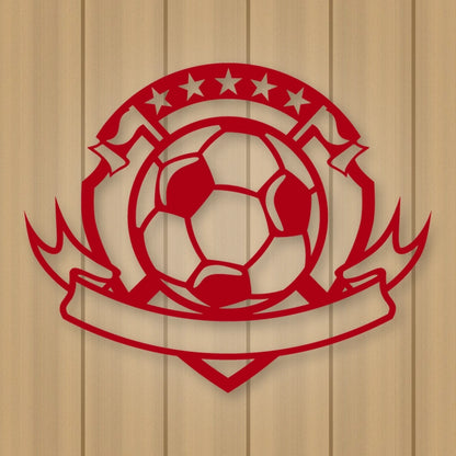 Personalized Soccer Sign shown in Gloss Red powder coat finish.