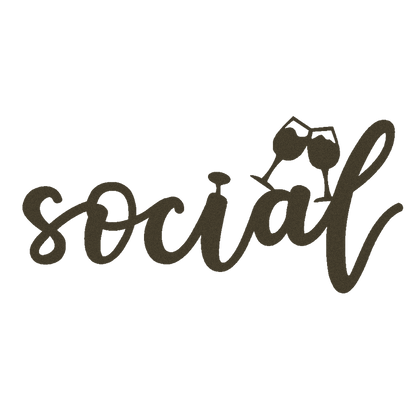 Social With Glasses Metal Script Sign - Steel Wall Art for Wine Lovers