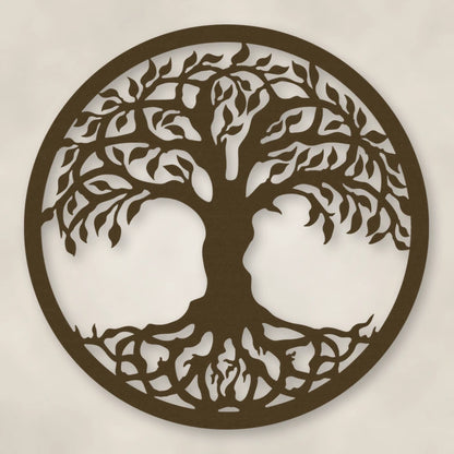 Tree Of Life Metal Sign shown in Metallic Bronze powder coat finish.