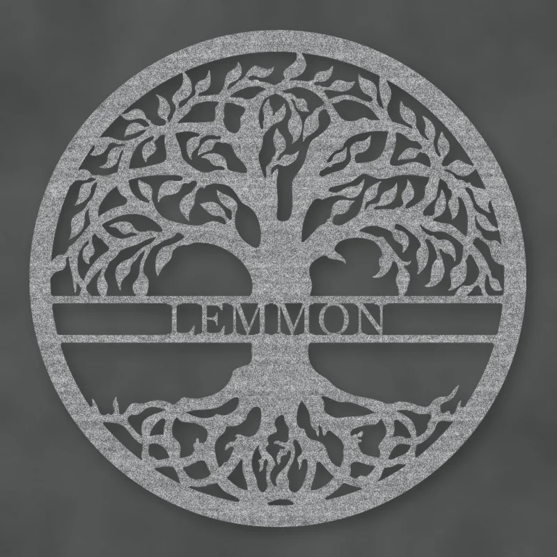 Tree Of Life With Personalized Name Metal Sign Raw Steel / Rust animated finish preview Shopify Ready.