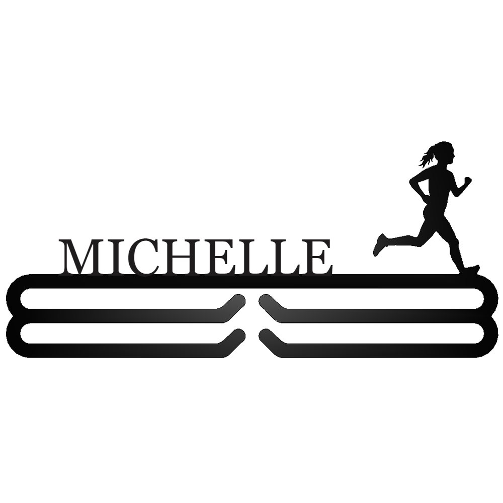 Personalized Female Runner Silhouette Medal Hanger