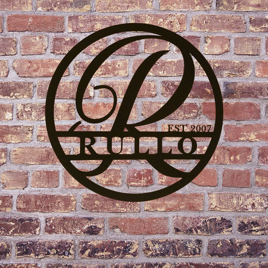 Personalized Round Family Name with Initial & Established Date Metal Sign