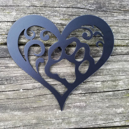 Cat Paw Heart Metal Sign
