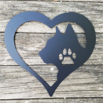 Cat Love Heart Metal Sign