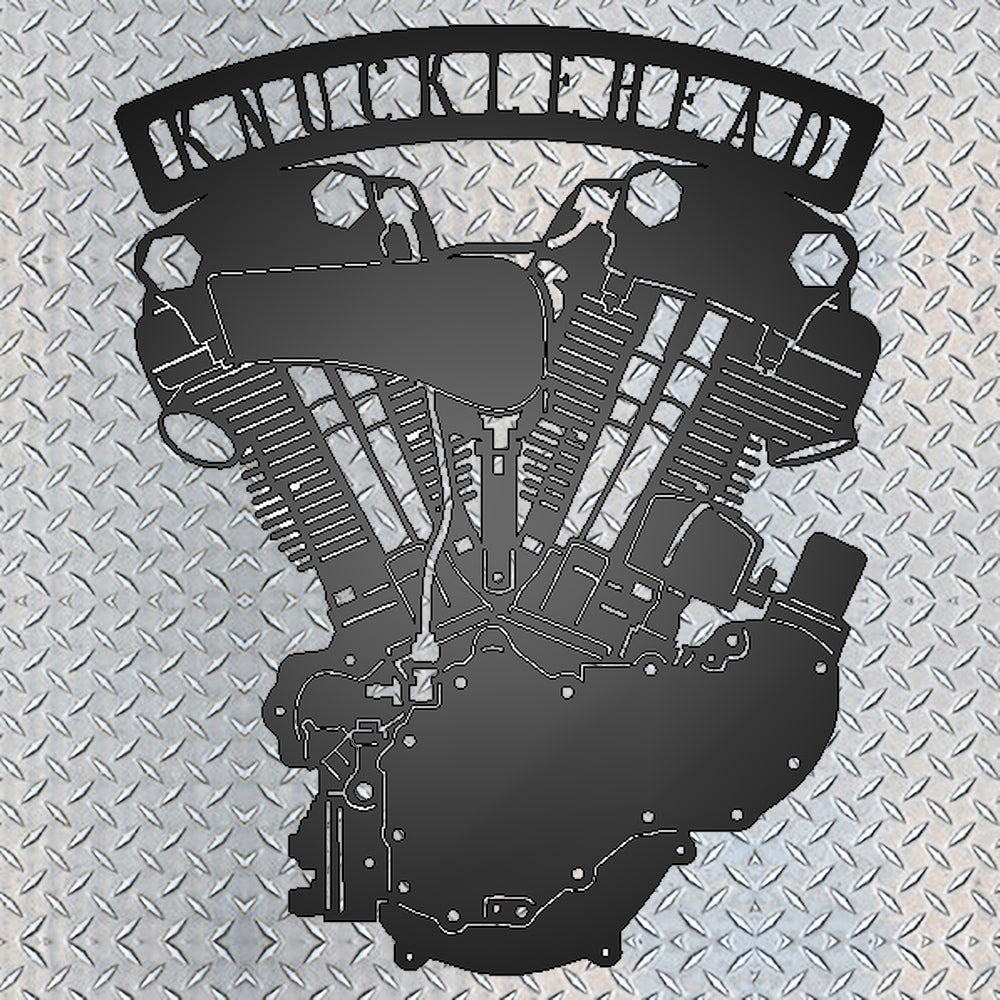 Knucklehead Engine Metal Garage Sign