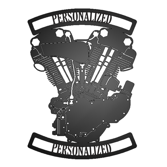 Personalized Knucklehead Engine Metal Garage Sign