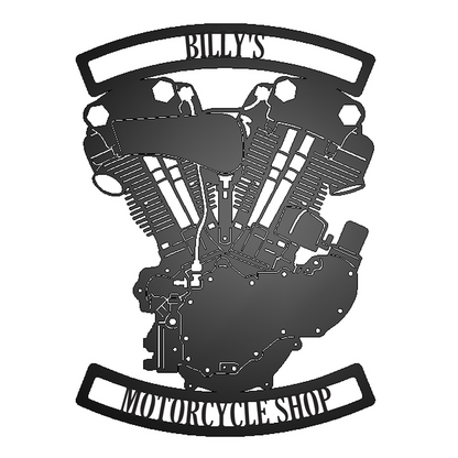 Personalized Knucklehead Engine Metal Garage Sign