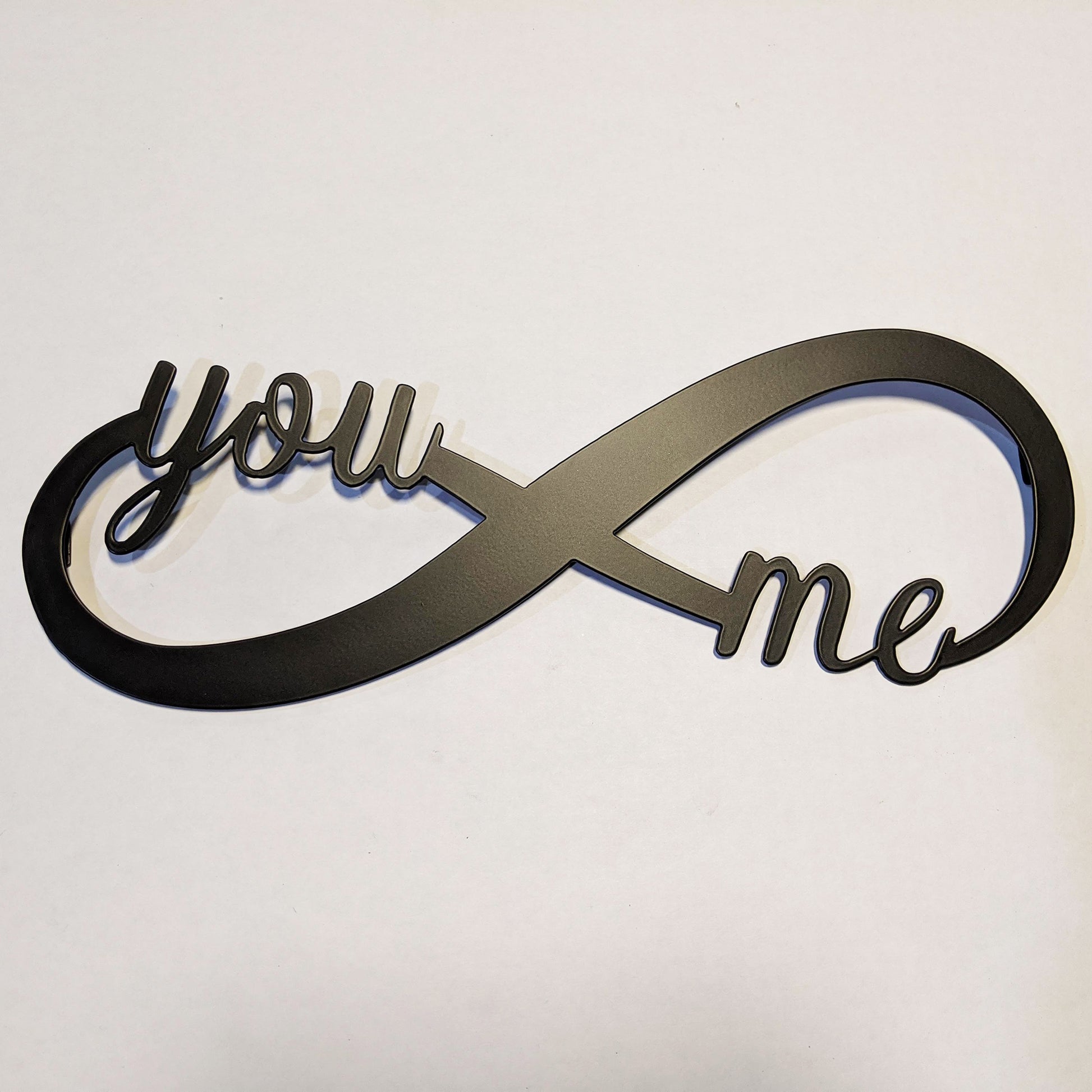 You & Me Infinity Metal Sign on white background