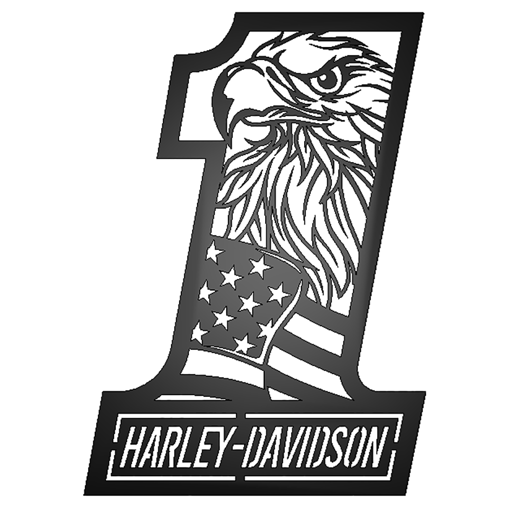 Nightingale Metal Design - Harley Davidson 1 with Flag and Eagle
