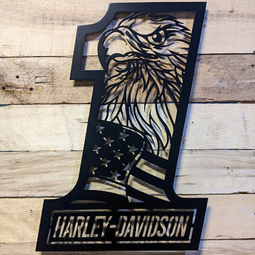 Nightingale Metal Design - Harley Davidson 1 with Flag and Eagle