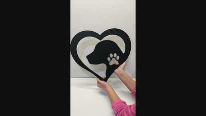 Dog Love Heart Metal Sign