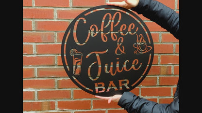 Coffee & Juice Bar Round Metal Wall Sign