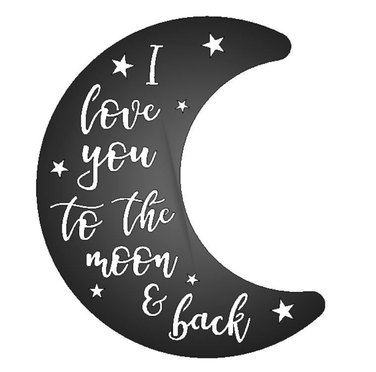 Moon & Back Metal Sign