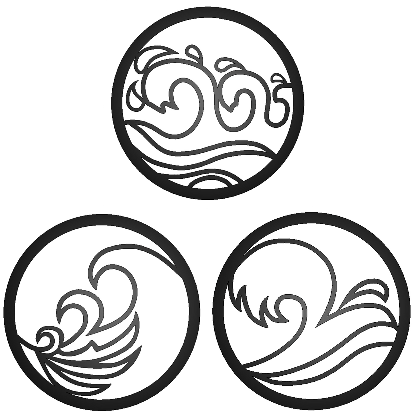 Waves -Set of 3 Metal Signs