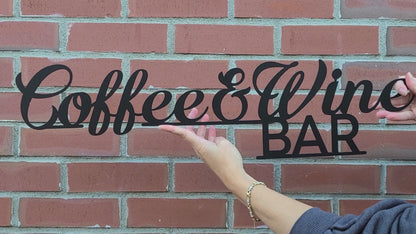 Coffee & Wine Bar Script Metal Sign