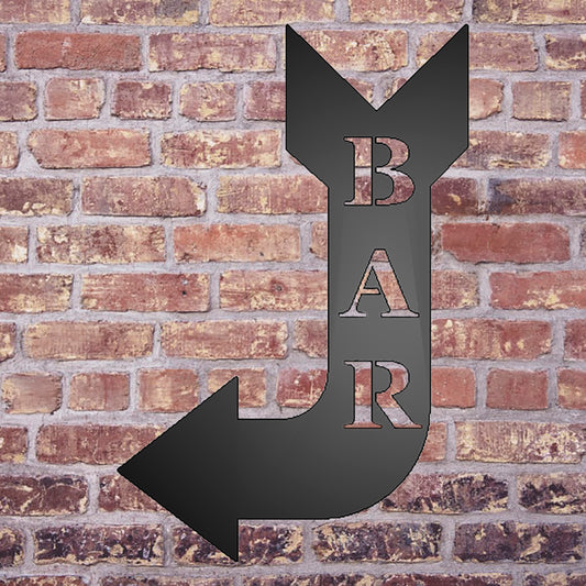 Bar Arrow Metal Sign Black facing left