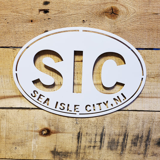 Sea Isle City New Jersey Oval Metal Wall Sign
