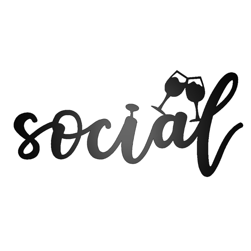 Social with Glasses Metal Script Sign